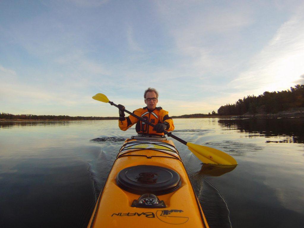 Kayaking on peaceful waters in Nagu, Finland