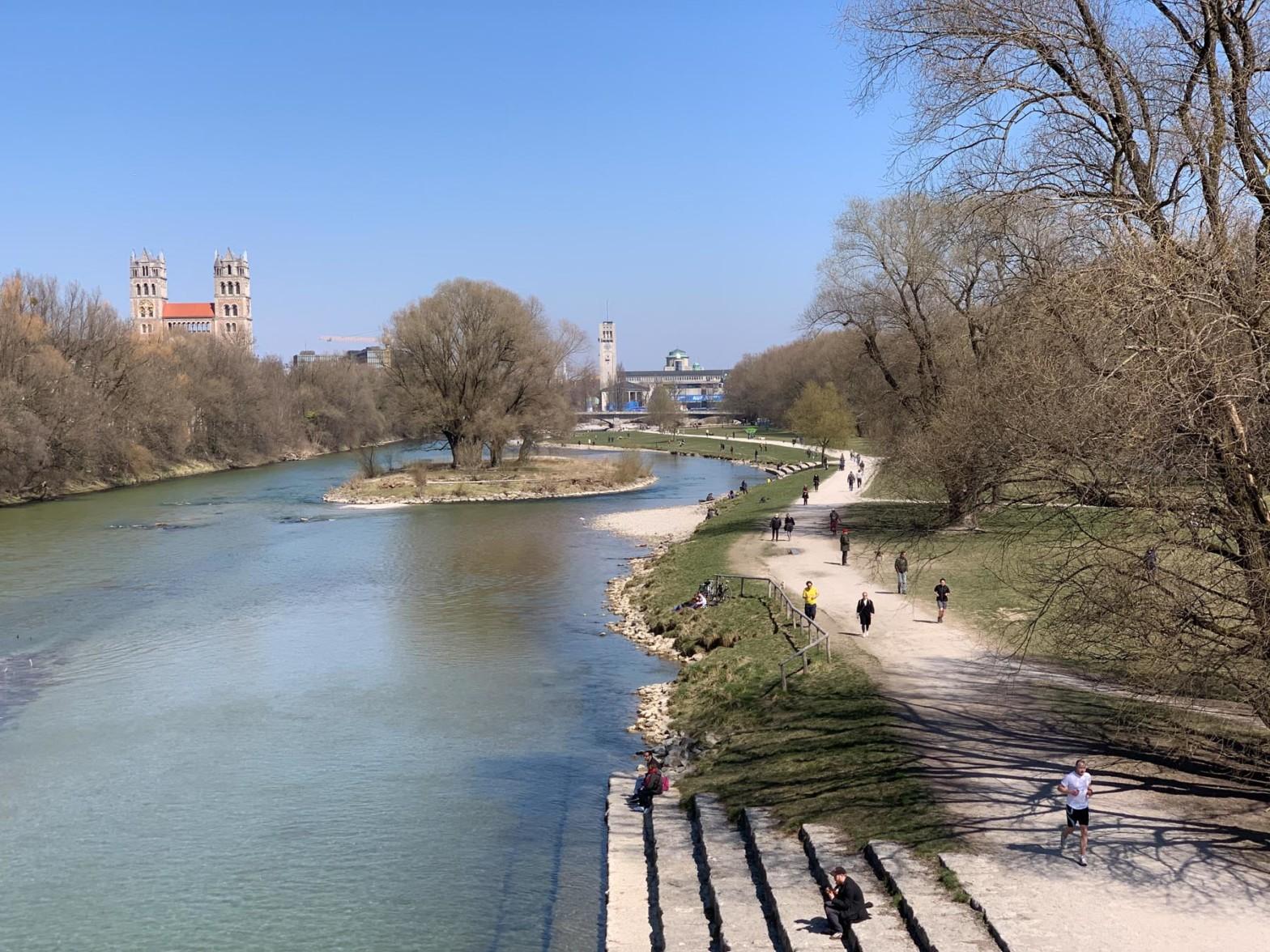 Running on the Isar in Munich, Germany