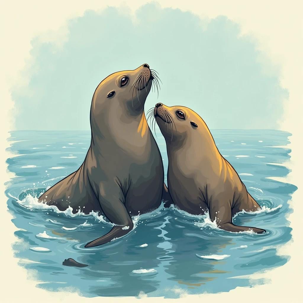 Sea Lions Playing