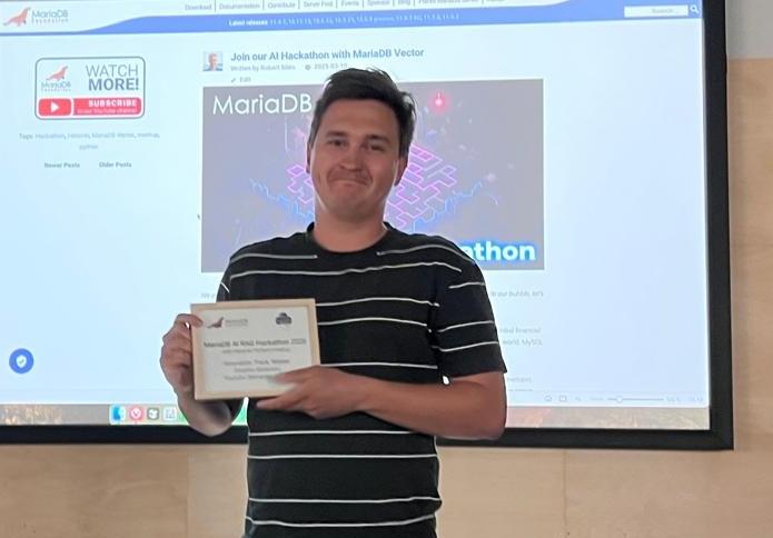 Dymtro Abramov - MariaDB AI RAG Hackathon innovation track winner