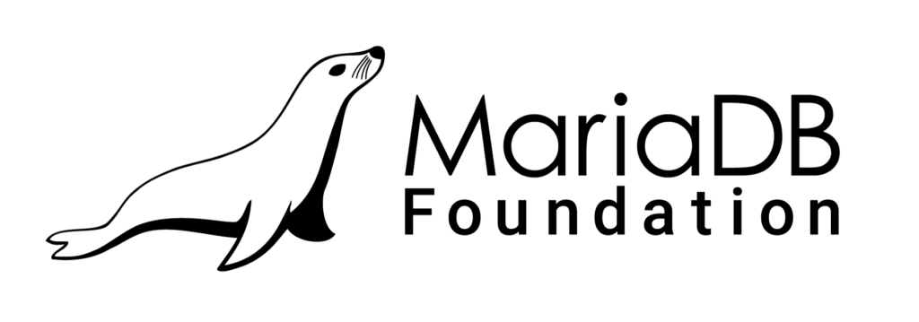 MariaDB Foundation Logo. Horizontal orientation. Black and White.