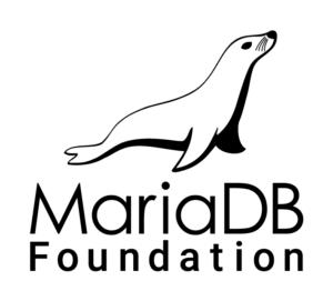 MariaDB Foundation Logo. Vertical orientation. Black and white.